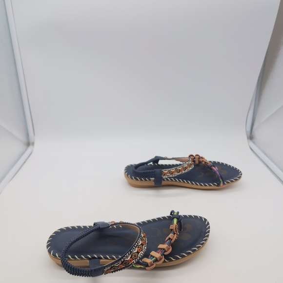 Embellished Navy Sandals Cool BOHO style Sz 6 - Picture 6 of 7